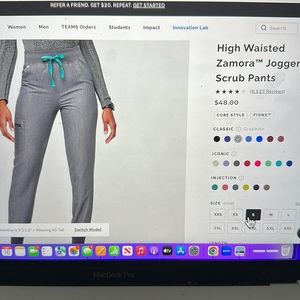 Zamora High Waisted fig scrubs. Graphite size small.